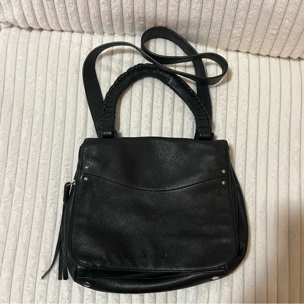 Elizabeth and James soft black leather shoulder bag